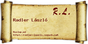 Radler László névjegykártya
